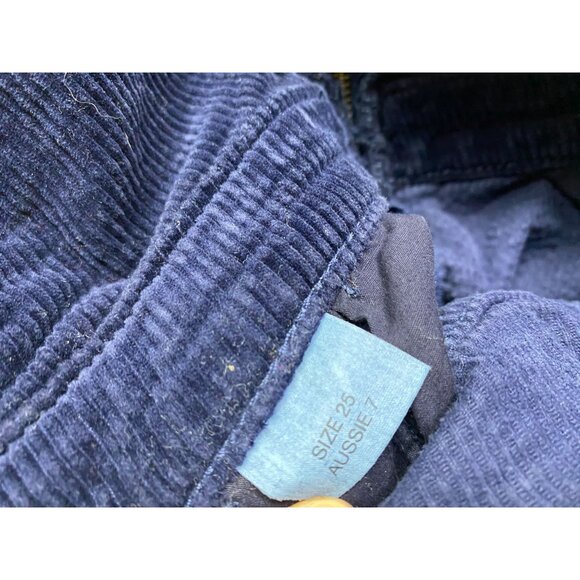 Rollas Navy Blue Corduroy Eastcoast Flare Overalls Women Size 25 Bib Western - Picture 6 of 16